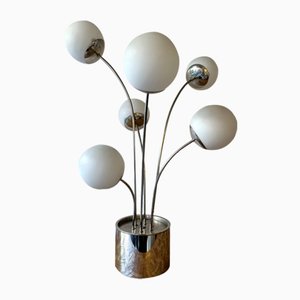 Moderne Italienische Mid-Century Tischlampe aus Metall & Opalglas von Pia Guidetti Crippa für Lumi, 1970er