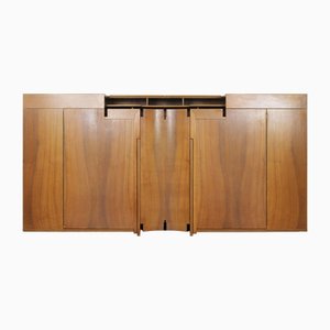 Credenza della serie Scaligera in noce di Franco Poli per Bernini, anni '80