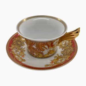 Asian Dream Teetasse mit Untertasse von Versace für Rosenthal, 2017, 2er Set