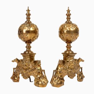 Large 20th Century Neo-Classical Copper Firebucks, France, 1940, Set of 2