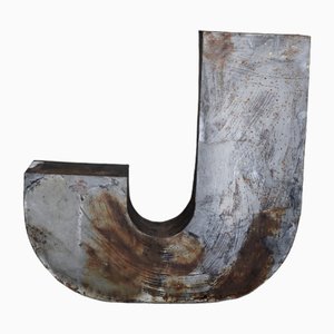 Large Vintage Polish Industrial Metal Letter J, 1950s