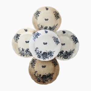 Antike flache Teller aus Steingut von Onnaing Nord, 1910, 5 . Set