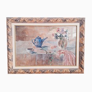 Leonardi, Post Impressionist Still Life, Oil on Panel, Late 20th Century, Framed