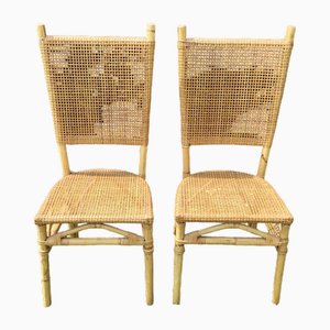 Sedie vintage in vimini, anni '60, set di 2
