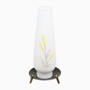 Mid-Century Italian Brass and Opaline Table Lamp