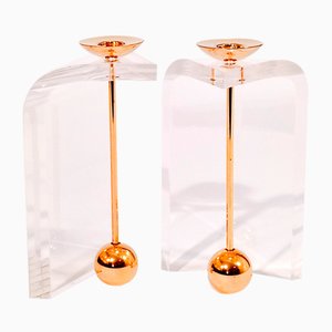 Italienische Skulpturale Art Deco Kerzenständer, 1970er, 2er Set