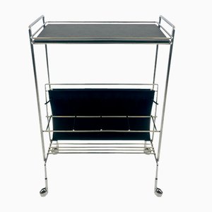 Vintage German Mini Bar Cart with Magazine Rack from Voss, 1970s