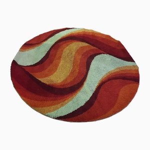Psychedelic Space Age Rug in Orange and Red, 1970s