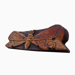 Studio Ceramic Butterfly Wall Plaque by Gerhard Liebenthron, Germany, 1982