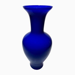 Vaso grande in vetro di Murano blu cobalto di Nason Moretti, anni '70