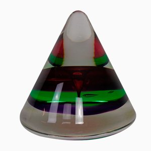 Sommerso Murano Cone Glass Paperweight, Italy, 1970s