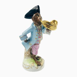 Französische Affenband Horn Spieler Figur aus Porzellan von Scheibe-Alsbach, Deutschland, 1970er