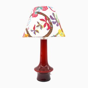 Lampe de Bureau Hyllinge en Verre Rouge par Gert Nyström pour Hyllinge Glasbruk Sweden, 1960s