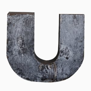 Vintage Large Industrial Polish Metal Letter U, 1950s