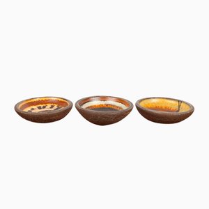 Kleine dänische Mid-Century Studio Keramik Schalen von Lise Eder für Lise Keramik, 1960er, 3er Set