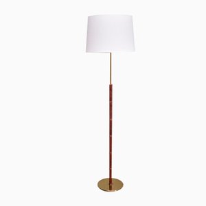 Floor Lamp in Oak and Brass from Falkenbergs Belysning, Sweden, 1960s