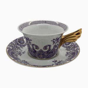 Vintage Tea Cup and Saucer by Versace for Rosenthal, 2017, Set of 2