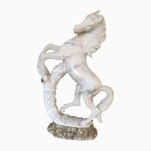 Alabaster Skulptur eines tänzelnden Pferdes von Rossi Alabastri, 1991