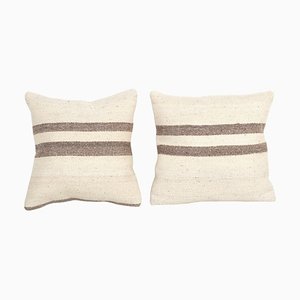 Organic Striped Square Kilim Cushion Covers, Set of 2