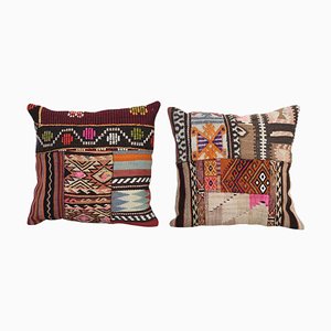 Turkish Ethnic Kilim Pillow Covers, Set of 2