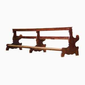 Bancos de iglesia góticos de madera de pino. Juego de 4