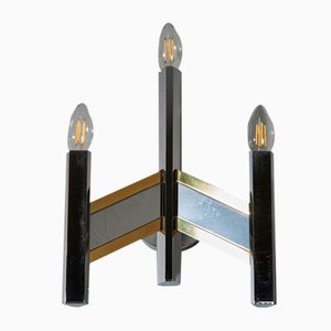 Vintage Chrome and Gold-Plated Wall Lamp by Gaetano Sciolari, 1970s