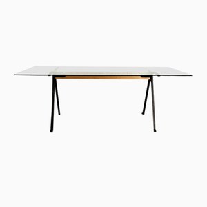 Dining Table in Metal and Glass by Enzo Mari for Driade, 1970s