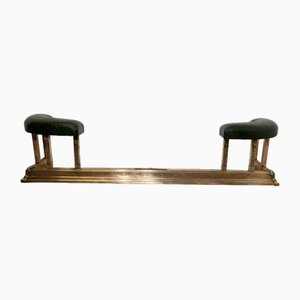 Art Deco Brass, Copper & Green Leather Club Fender