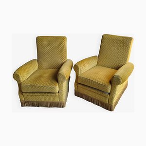 Fauteuils en Velours Moutarde avec Franges, 1960s, Set de 2