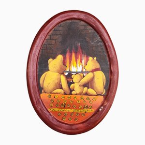 Wooden Picture with Teddy Bears by Barbara Bukowski, Sweden, 1990s