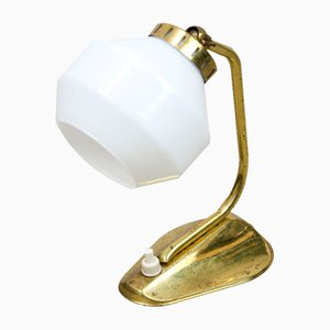 Mid-Century Italian Brass and Opaline Table Lamp