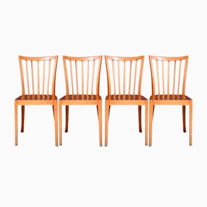 French Wooden Bistro Chairs, 1950s, Set of 4