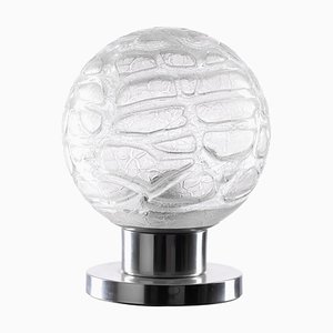 Kleine mundgeblasene Kugel Tischlampe aus Eisglas von Doria, Deutschland, 1970er