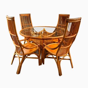 Bamboo and Wicker Dining Suite by Angraves for Chippendale, 1988, Set of 5