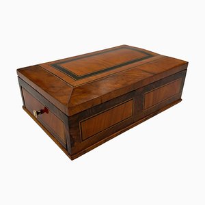 Portagioielli Biedermeier in noce, ebano, acero, Germania meridionale, anni '30 dell'Ottocento