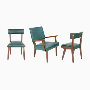 Armless Chairs and Armchair, 1950s, Set of 3