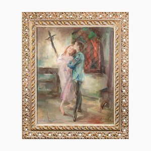 Miroslava Vrbová-Štefková, Romeo and Juliet, Oil Painting, Mid-20th Century