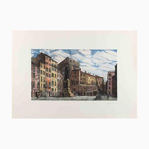 Giuseppe Malandrino, Rome, Campo dé Fiori, Etching, 1970s