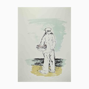 Giovanni Omiccioli, Der Fischer, Lithographie, 1975