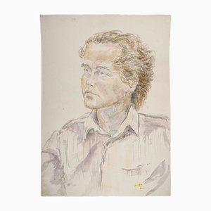 Evelyne Luez, Portrait of a Man, 20th Century, Watercolour