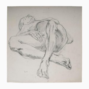 Evelyne Luez, Sleeping Nude Man, 20th Century, Watercolour