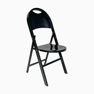 Italian Mid-Century Modern Black Folding Chair Tric Castiglioni Bonacina, 1960s from Hille