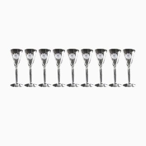 Bicchieri da grappa antichi incisi a mano di Kosta, Svezia, inizio XX secolo, set di 9