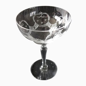 Antique Hand Engraved Port Glasses from Kosta, Sweden, Set of 6