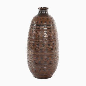 Vaso da terra moderno in gres marrone di Arthur Andersson per Wallåkra, Scandinavia