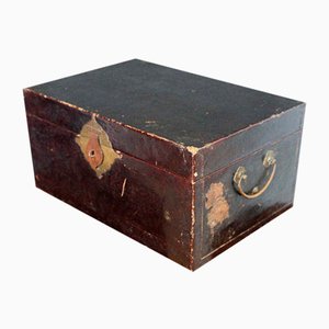 20th Century Chinese Lacquer Trunk with Brass Handles