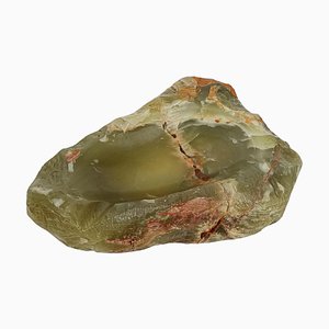 Cenicero escultural Mid-Century moderno de mármol ónix verde, años 60