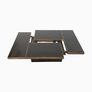 Brass Sliding Coffee Table from Maison Jansen, France, 1980s
