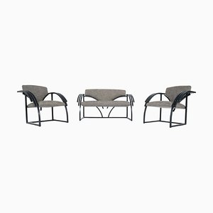 Hungarian Sofa and Chairs in Curved Beech, 1980, Set of 3
