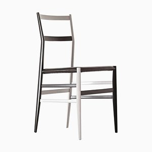 Chaise Superleggera Tinto en Frêne Noir et Blanc par Gio Ponti pour Cassina